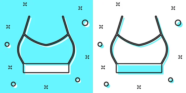 Black Line Female Crop Top Icon Isolated Green White Background — Wektor stockowy