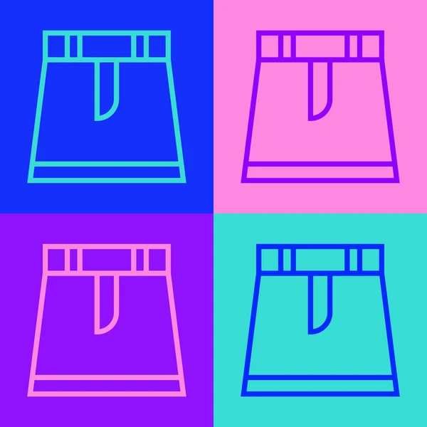 流行艺术线Skirt图标孤立于色彩背景 — 图库矢量图片