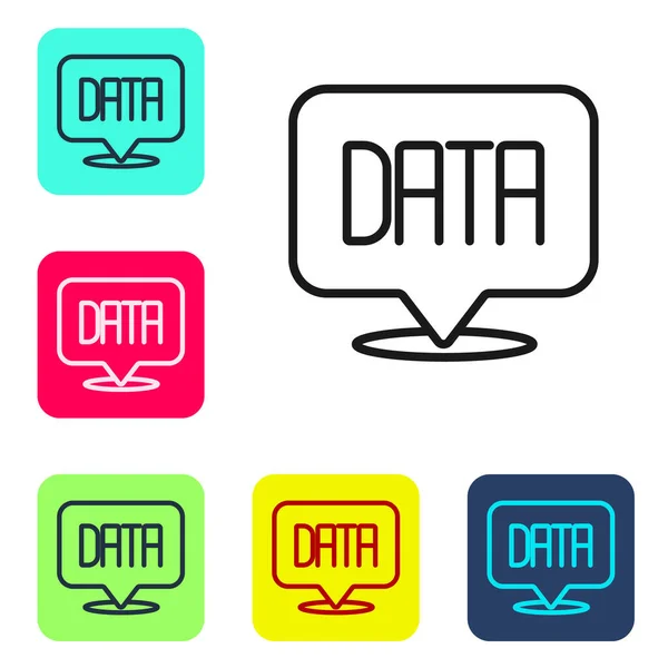 Black Line Data Analysis Icon Isolated White Background Business Data — Διανυσματικό Αρχείο