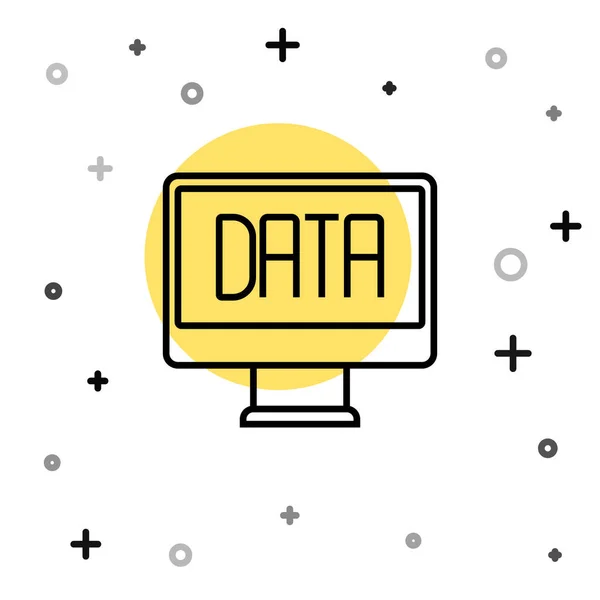 Black Line Data Analysis Icon Isolated White Background Business Data — Archivo Imágenes Vectoriales