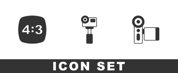 Set Photo Frame Action Extreme Camera Cinema Icon Vector — Vector de stock