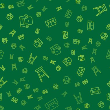 Set line Armchair Chair and on seamless pattern. Vector.