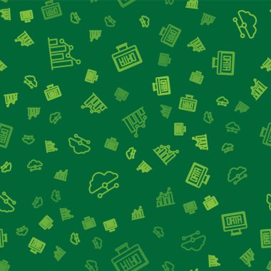 Set line Pie chart infographic Network cloud connection and Data analysis on seamless pattern. Vector.