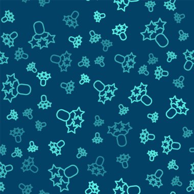 Yeşil çizgi Üretken insan ikonu mavi arka planda kusursuz desen izole etti. Fikir çalışması, başarı, üretkenlik, vizyon ve verimlilik kavramı. Vektör.