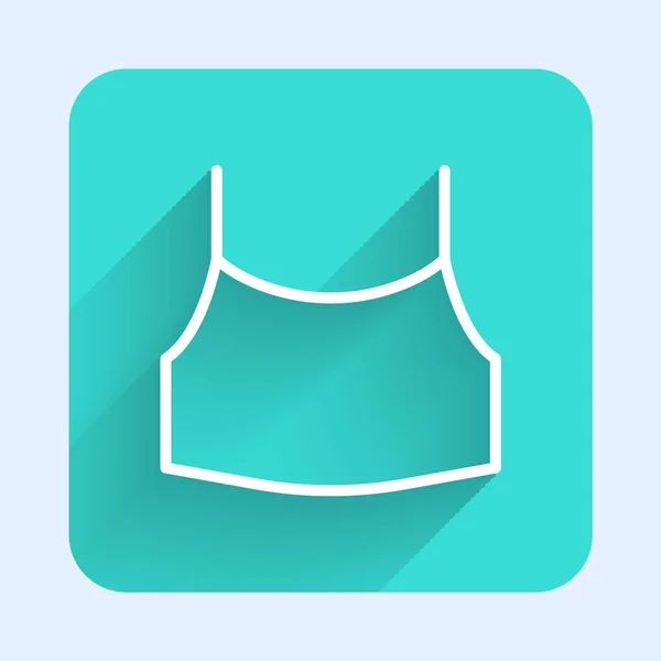 White Line Female Crop Top Icon Isolated Long Shadow Background — Wektor stockowy