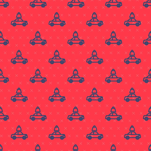 Blue line Car insurance icon isolated seamless pattern on red background. Insurance concept. Security, safety, protection, protect concept. Vector.