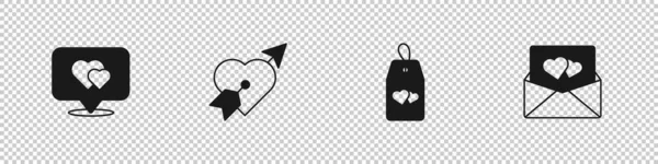 Set Location Heart Amour Arrow Please Disturb Envelope Valentine Icon — Stockový vektor