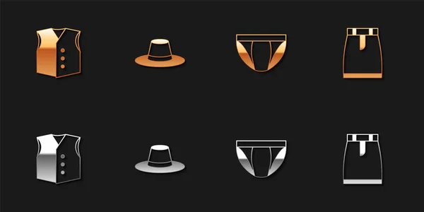 Set Waistcoat Man Hat Ανδρικά Εσώρουχα Και Εικονίδιο Φούστα Διάνυσμα — Διανυσματικό Αρχείο