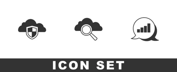 Set Cloud Shield Search Cloud Computing Pie Chart Infographic Icon — ストックベクタ