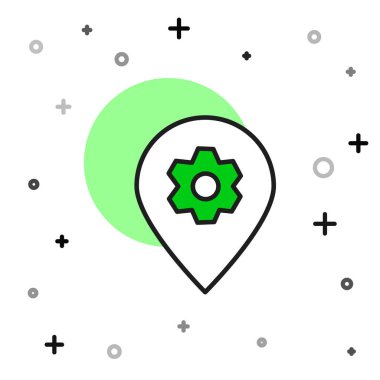 Filled outline Location with car service icon isolated on white background. Auto mechanic service. Repair service auto mechanic. Vector.