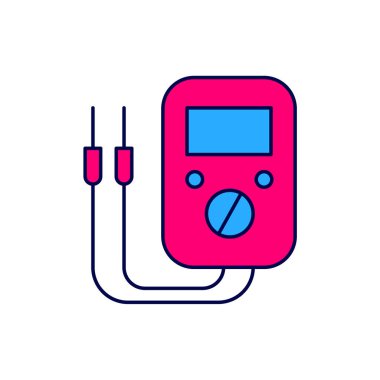 Filled outline Ampere meter, multimeter, voltmeter icon isolated on white background. Instruments for measurement of electric current. Vector.
