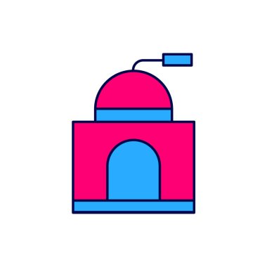 Beyaz arkaplanda el yapımı kahve öğütücü simgesi var. Vektör.