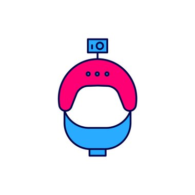 Filled outline Helmet and action camera icon isolated on white background. Vector.