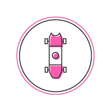 Doldurulmuş Longboard ya da kaykay kruvazörü simgesi beyaz arkaplanda izole edilmiş. Olağanüstü bir spor. Spor malzemeleri. Vektör.