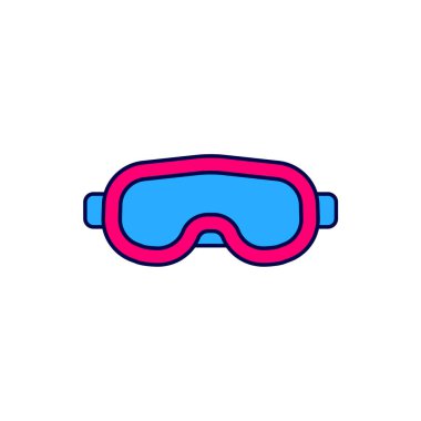 Doldurulmuş Kayak gözlüğü simgesi beyaz arkaplanda izole edildi. Olağanüstü bir spor. Spor malzemeleri. Vektör.