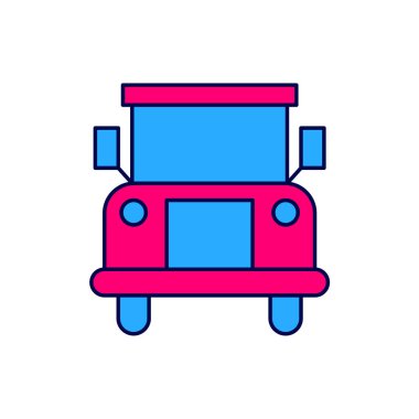 Doldurulmuş okul servisi simgesi beyaz arkaplanda izole edildi. Toplu taşıma sembolü. Vektör.