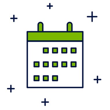 Doldurulmuş takvim simgesi beyaz arkaplanda izole edildi. Olay hatırlatma sembolü. Vektör.