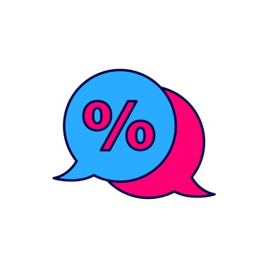 Doldurulmuş İndirim yüzde etiketi simgesi beyaz arkaplanda izole edildi. Etiket alışverişi. Özel teklif işareti. İndirim kuponları sembolü. Vektör.