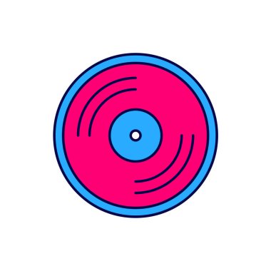 Doldurulmuş Vinil disk simgesi beyaz arkaplanda izole edildi. Vektör.