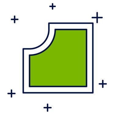 Doldurulmuş dış hat dikiş şablonu simgesi beyaz arkaplanda izole edildi. Dikiş için işaretler. Vektör.