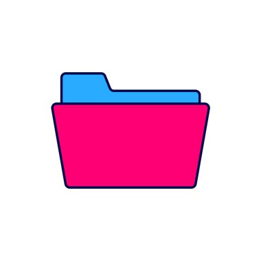 Doldurulmuş ana hatlar klasörü simgesi beyaz arkaplanda izole edildi. Muhasebe klasörü sembolü. Muhasebe yönetimi. Vektör.