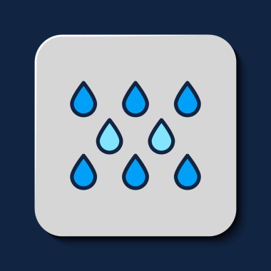 Filled outline Water drop icon isolated on blue background. Vector.
