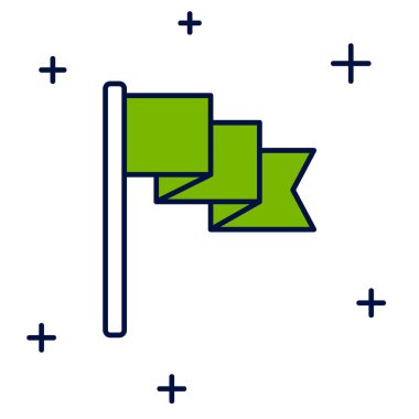 Doldurulmuş ana hatlı bayrak simgesi beyaz arkaplanda izole edildi. Yer belirleyici sembol. Vektör.