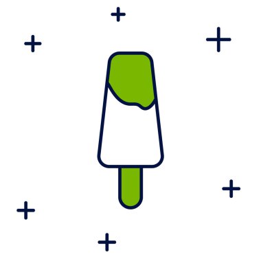 Filled outline Popsicle ice cream on wooden stick icon isolated on white background. Vector.