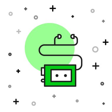 Filled outline Museum audio guide icon isolated on white background. Headphones for excursions. Vector.