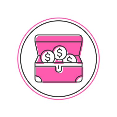 Filled outline Treasure chest icon isolated on white background. Vector.