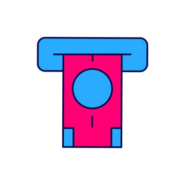 Filled outline ATM - Automated teller machine and money icon isolated on white background. Vector.