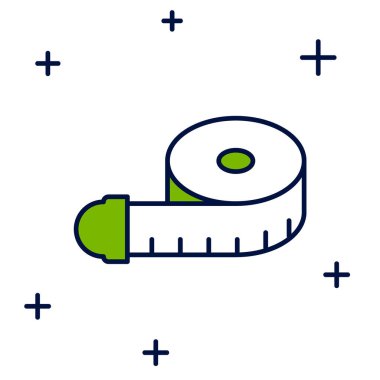 Filled outline Measuring tape icon isolated on white background. Tape measure. Vector.