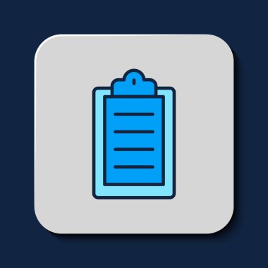 Filled outline Sport training program or fitness plan icon isolated on blue background. Vector.