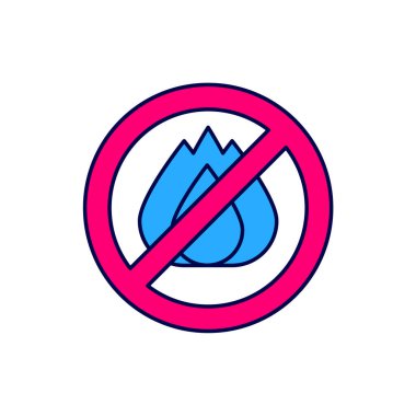 Beyaz arkaplanda izole edilmiş ateş simgesi yok. Yangın yasağı ve yasak. Vektör.