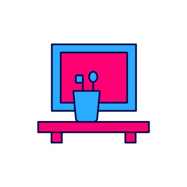 Filled outline Washbasin mirror icon isolated on white background. Bathroom interior with a mirror. Vector.