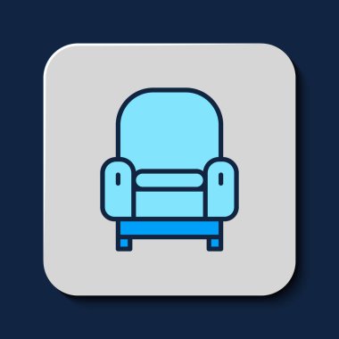 Filled outline Armchair icon isolated on blue background. Vector.