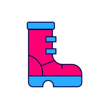 Beyaz arka planda izole edilmiş su geçirmez lastik bot simgesi. Yağmurlu hava, balıkçılık, bahçe işleri için çizme. Vektör.