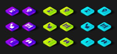 Set Cigarette Lungs Lighter Tobacco leaf and Vape mod device icon. Vector.