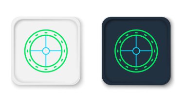 Beyaz arka planda izole edilmiş çizgi yuvarlak ahşap kalkan simgesi. Güvenlik, güvenlik, koruma, mahremiyet, koruma kavramı. Renkli taslak konsepti. Vektör.