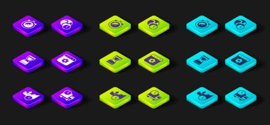 Set Stocks market growth graphs Delivery truck and time Old hourglass Calendar spring World and Stopwatch icon. Vector.