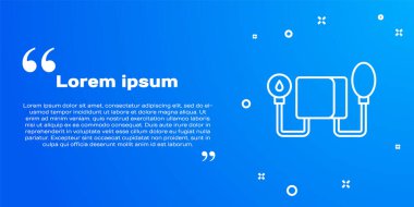 Beyaz çizgi tansiyon ikonu mavi arkaplanda izole edildi. Vektör.