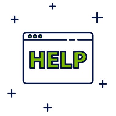 Filled outline Browser help icon isolated on white background. Internet communication protocol. Vector.