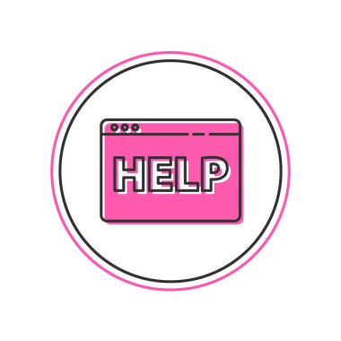 Filled outline Browser help icon isolated on white background. Internet communication protocol. Vector.