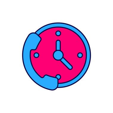 Doldurulmuş telefon hattı. Beyaz arka planda 24 saat destek ikonu izole edildi. Tüm gün müşteri destek merkezi. Tam zamanlı çağrı servisi. Vektör.