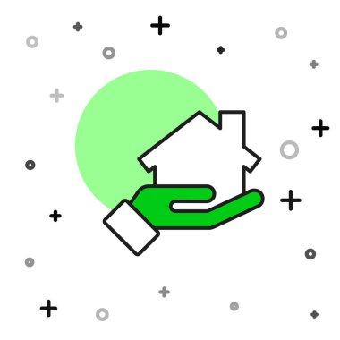 Filled outline Realtor icon isolated on white background. Buying house. Vector.