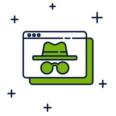 Filled outline Browser incognito window icon isolated on white background. Vector.