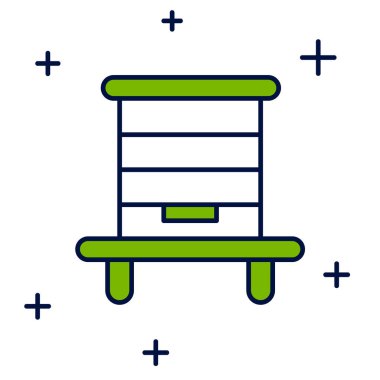 Beyaz arka planda izole edilmiş arı kovanı simgesi için ana hatlarıyla doldurulmuş. Arı kovanı sembolü. Apiary ve arı yetiştiriciliği. Tatlı doğal yemek. Vektör.