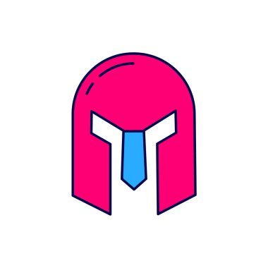 Filled outline Medieval iron helmet for head protection icon isolated on white background. Vector.