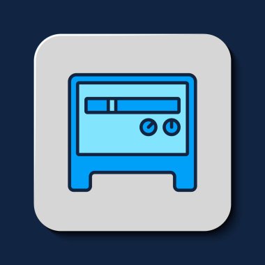 Filled outline Guitar amplifier icon isolated on blue background. Musical instrument. Vector.