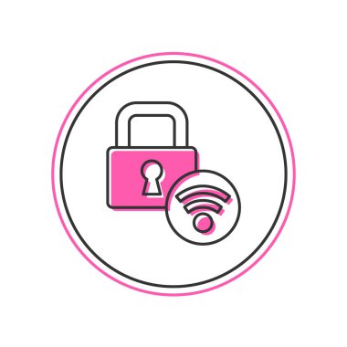 Filled outline Digital door lock with wireless technology for unlock icon isolated on white background. Door handle sign. Security smart home. Vector.